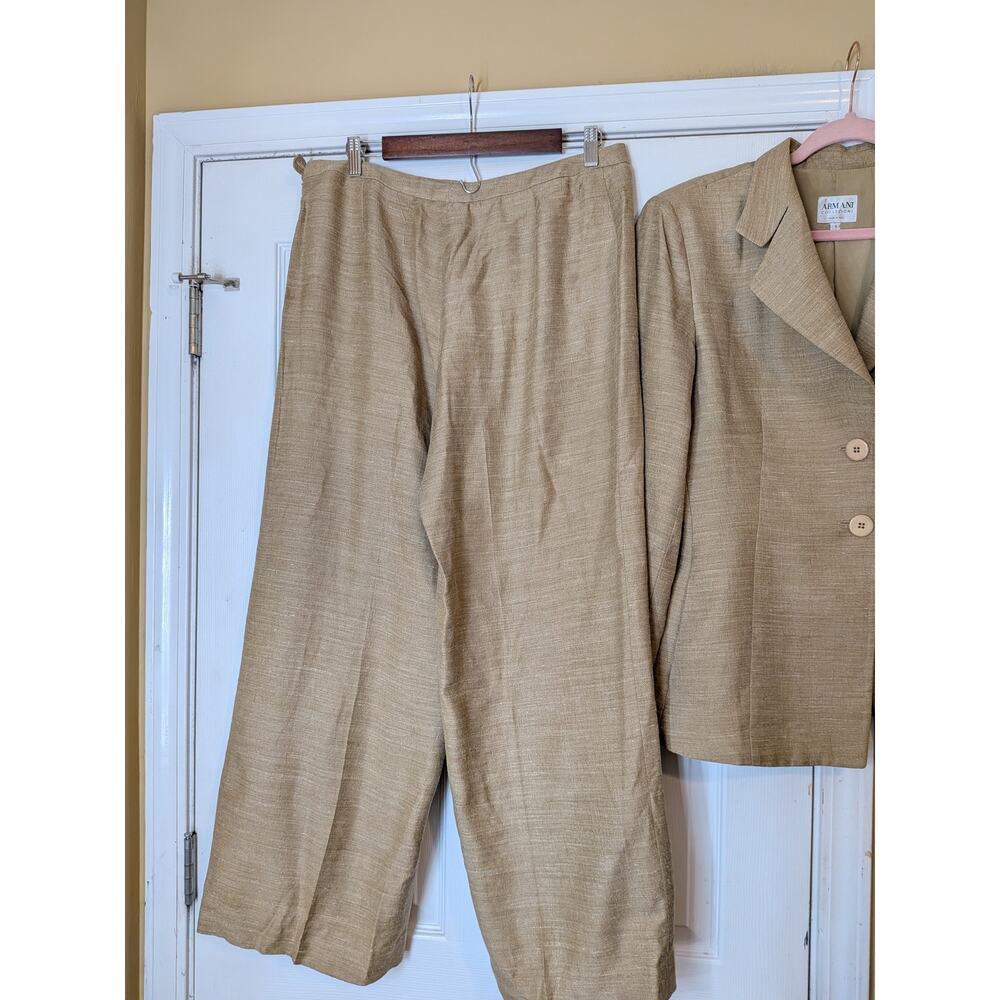 Vintage Armani Collezioni Silk Linen Pantsuit Set Size 14 Quiet Luxury - Picture 6 of 13